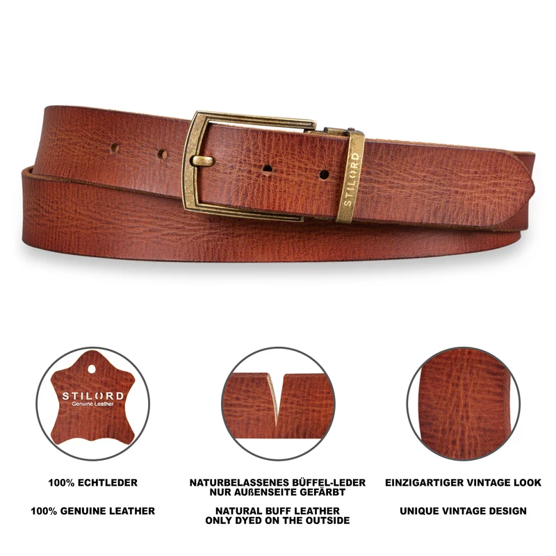 Ledergürtel Braun 34 mm kürzbar