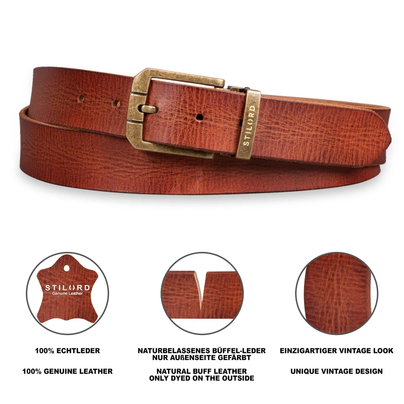 Ledergürtel Braun 34 mm kürzbar