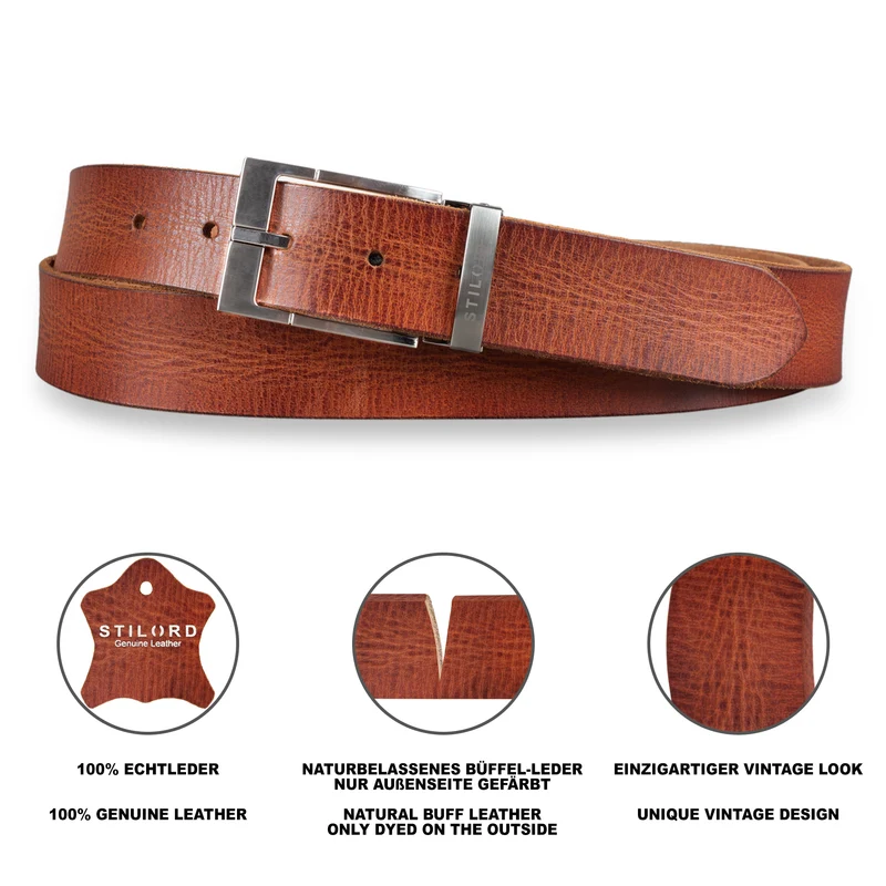 Ledergürtel Braun 34 mm kürzbar