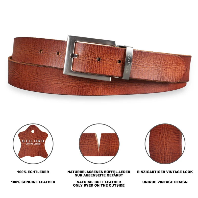Ledergürtel Braun 34 mm kürzbar