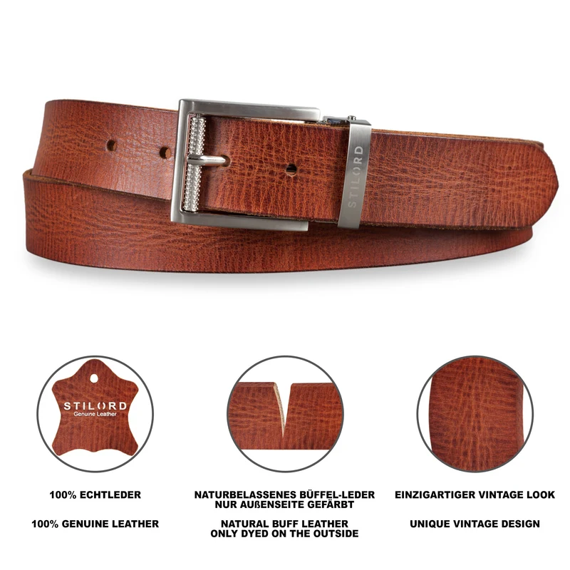 Ledergürtel Braun 34 mm kürzbar