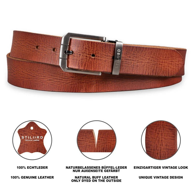 Ledergürtel Braun 34 mm kürzbar