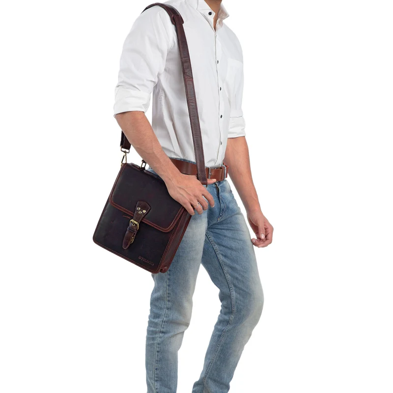 "Alexian" Leder Schultertasche Herren Klein