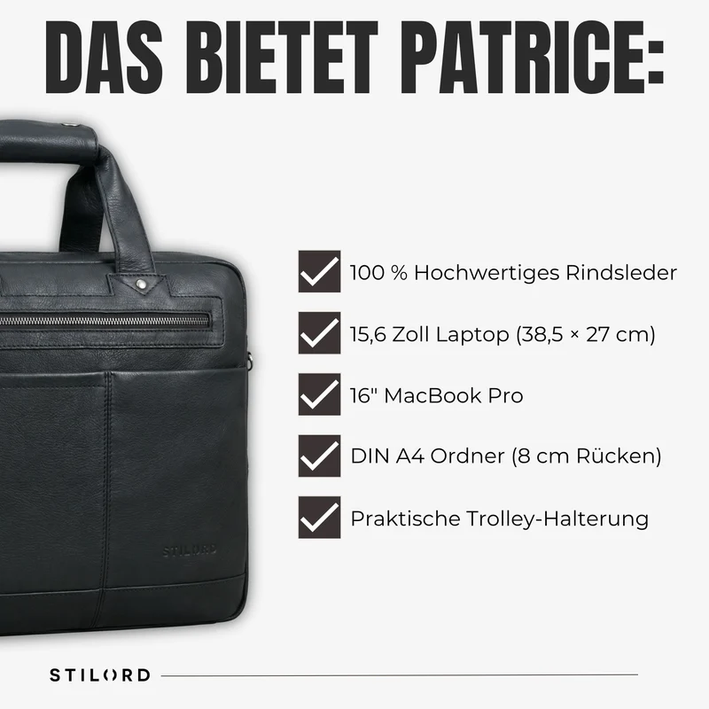 "Patrice" Große Leder Umhängetasche Herren