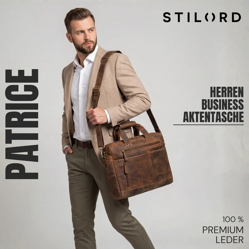 "Patrice" Große Leder Umhängetasche Herren