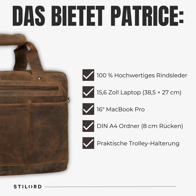 "Patrice" Große Leder Umhängetasche Herren