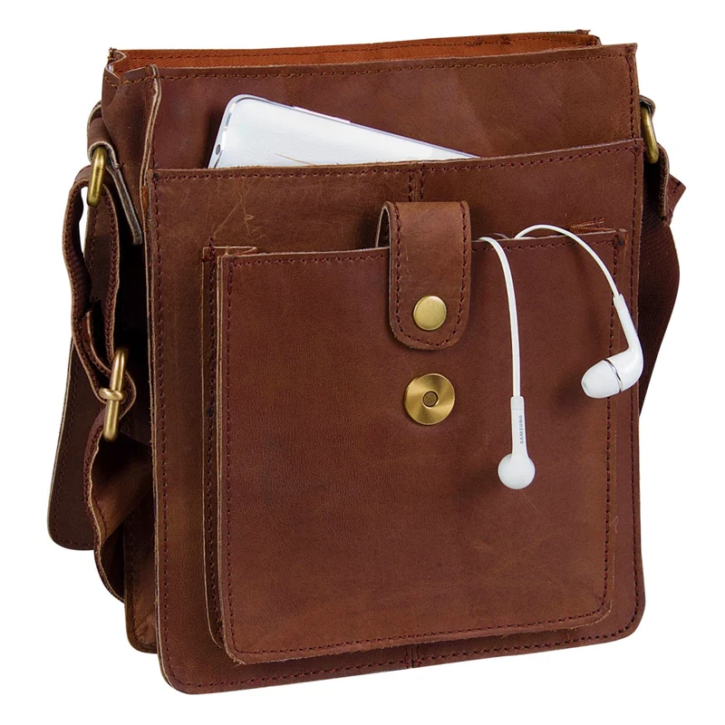 "Finn" Kleine Umhängetasche Herren Leder Messenger Bag Herrentasche