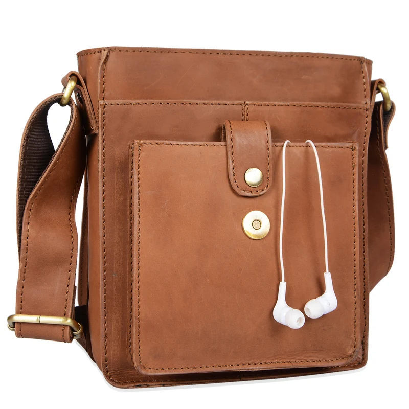 "Finn" Kleine Umhängetasche Herren Leder Messenger Bag Herrentasche