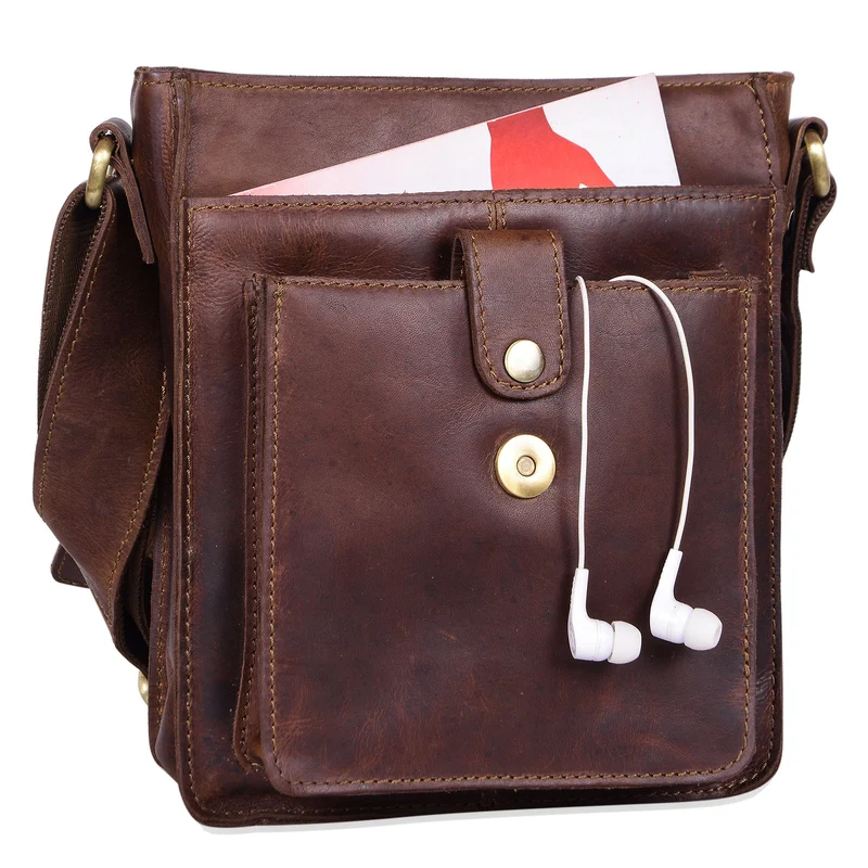 "Finn" Kleine Umhängetasche Herren Leder Messenger Bag Herrentasche