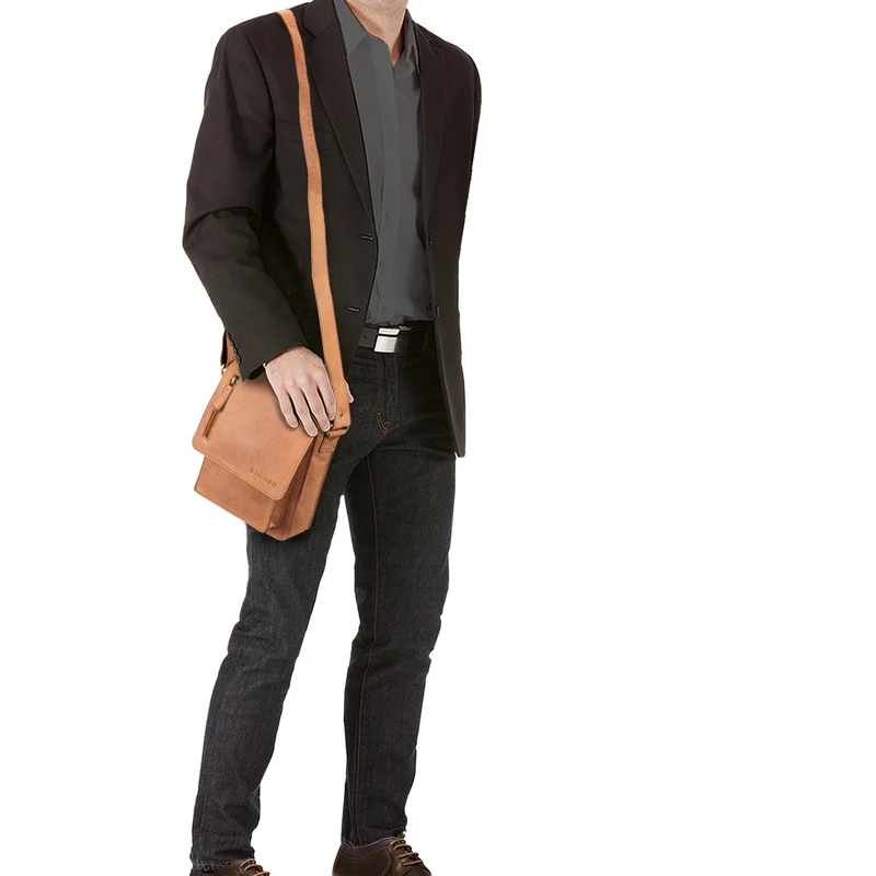 "Finn" Kleine Umhängetasche Herren Leder Messenger Bag Herrentasche