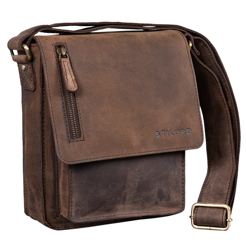 "Finn" Kleine Umhängetasche Herren Leder Messenger Bag Herrentasche