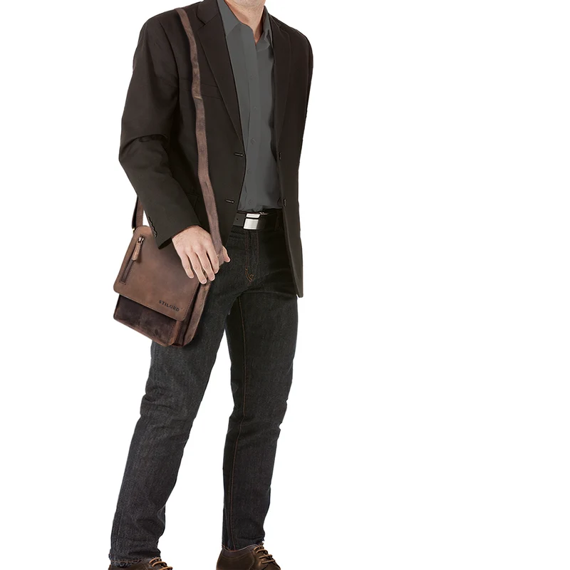 "Finn" Kleine Umhängetasche Herren Leder Messenger Bag Herrentasche