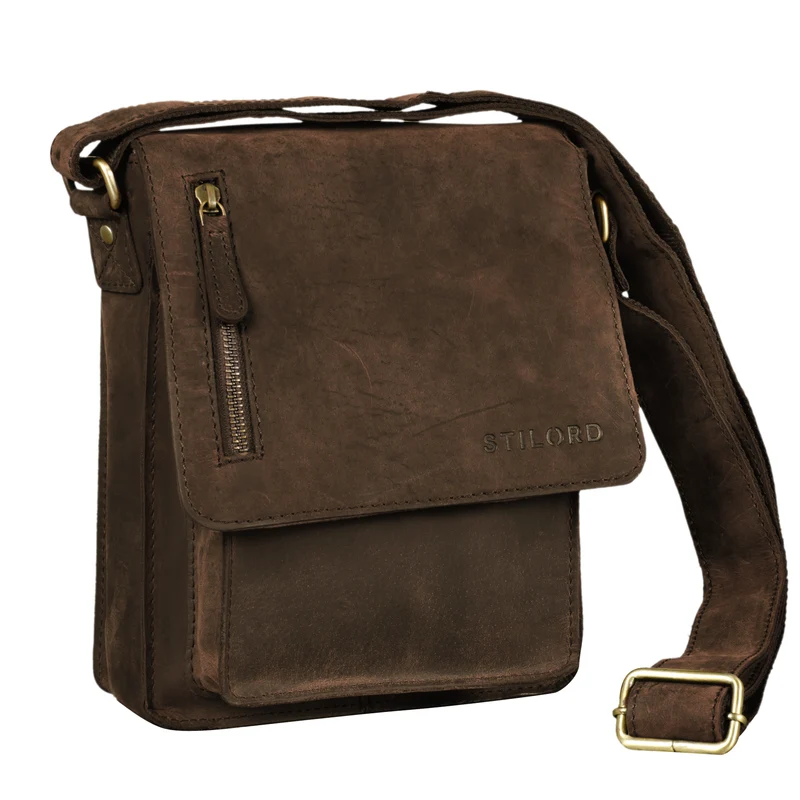 "Finn" Kleine Umhängetasche Herren Leder Messenger Bag Herrentasche