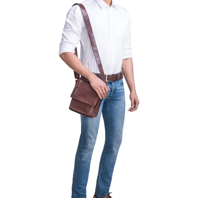 "Finn" Kleine Umhängetasche Herren Leder Messenger Bag Herrentasche