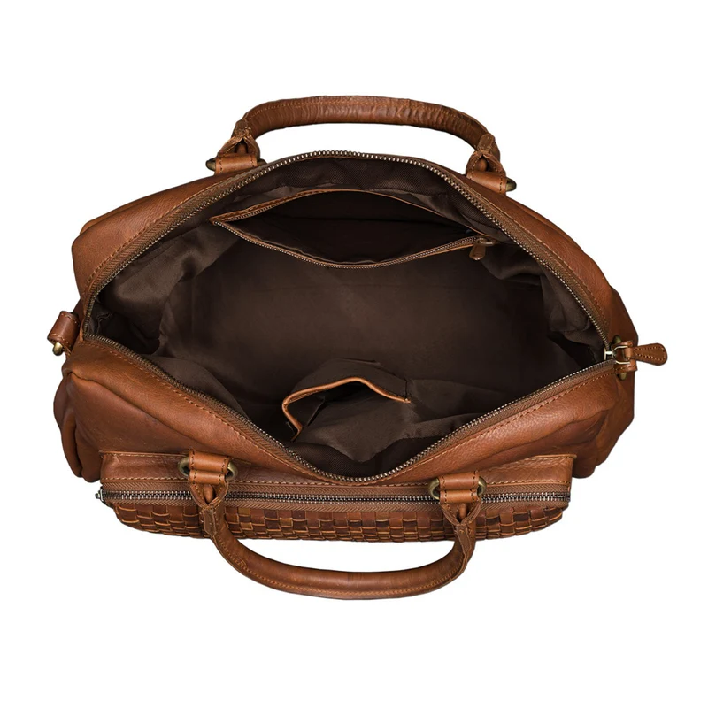 Vintage Damen Handtasche Umhängetasche geflochtenes Leder