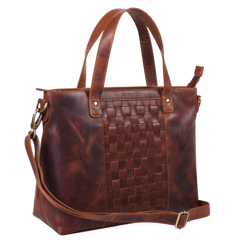 Mara Elegante Handtasche geflochten Echtleder für Damen