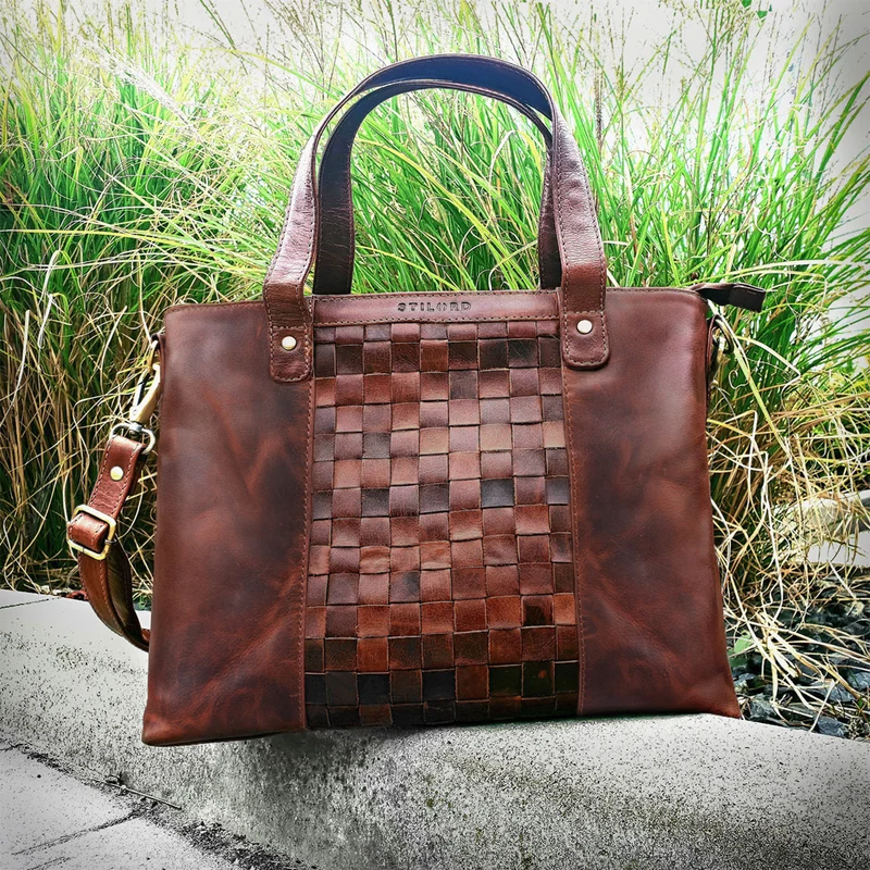 Mara Elegante Handtasche geflochten Echtleder für Damen