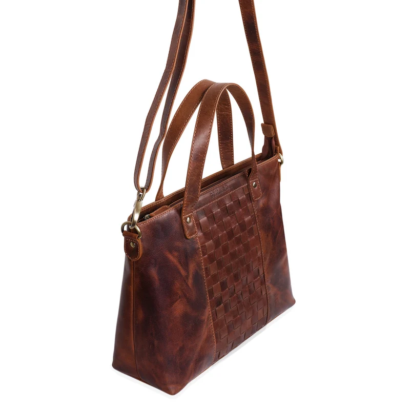 Mara Elegante Handtasche geflochten Echtleder für Damen