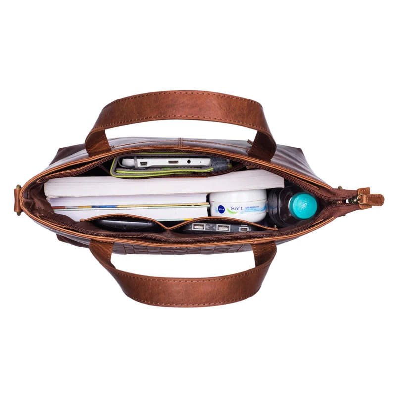 Mara Elegante Handtasche geflochten Echtleder für Damen