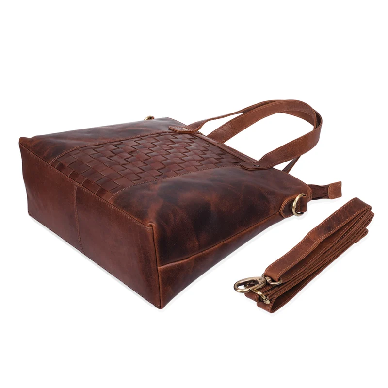 Mara Elegante Handtasche geflochten Echtleder für Damen