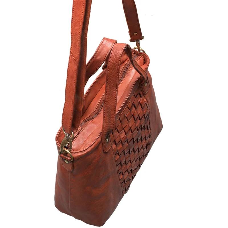 Mara Elegante Handtasche geflochten Echtleder für Damen