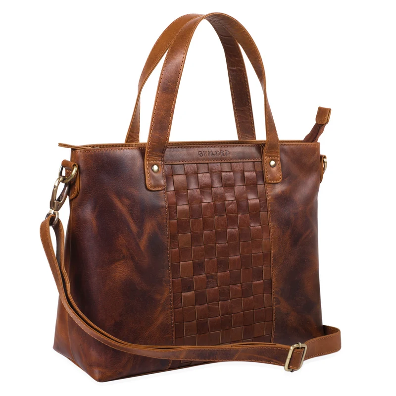 Mara Elegante Handtasche geflochten Echtleder für Damen