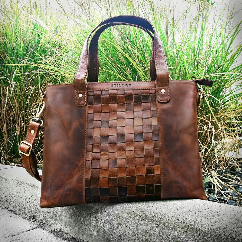 Mara Elegante Handtasche geflochten Echtleder für Damen