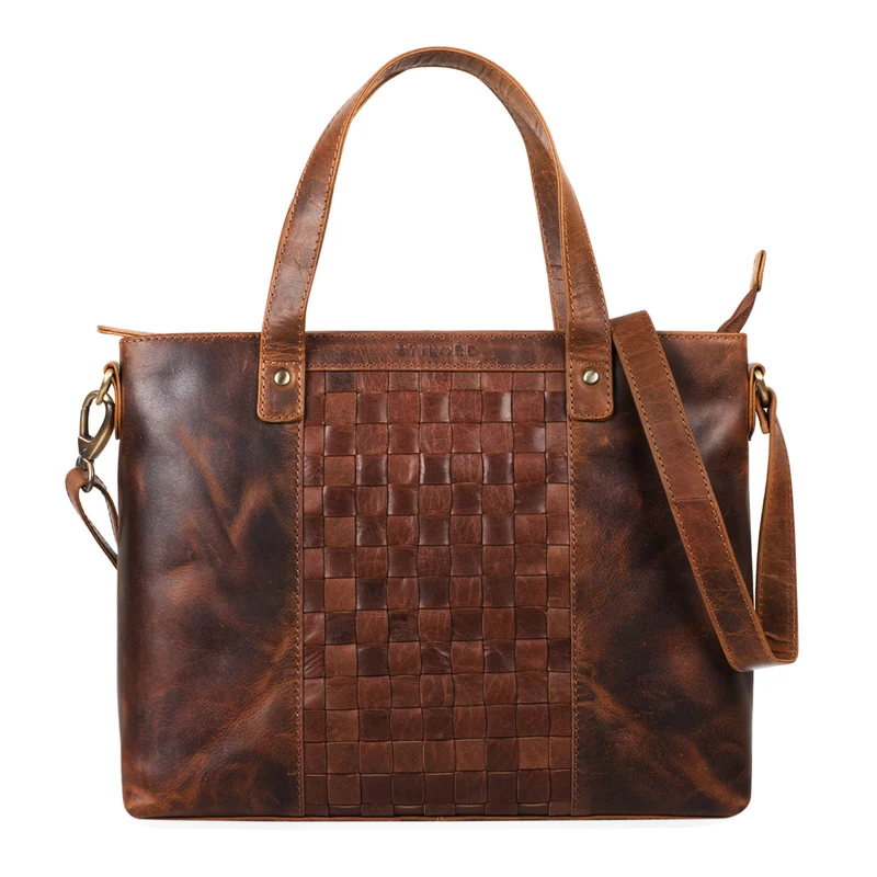Mara Elegante Handtasche geflochten Echtleder für Damen