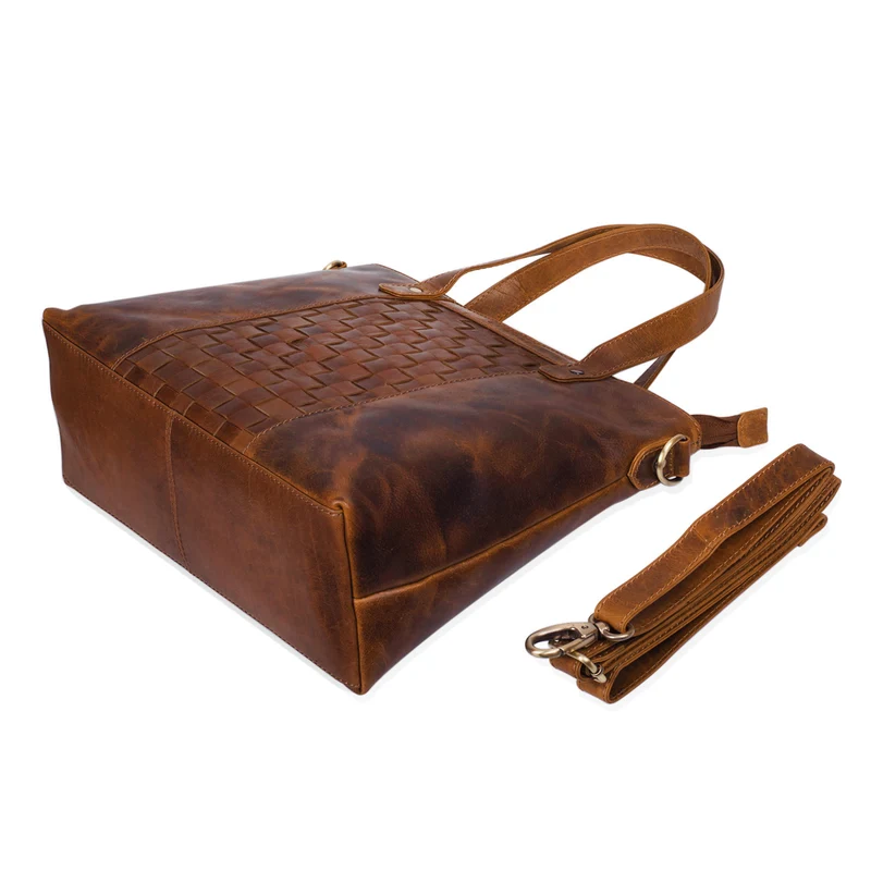 Mara Elegante Handtasche geflochten Echtleder für Damen