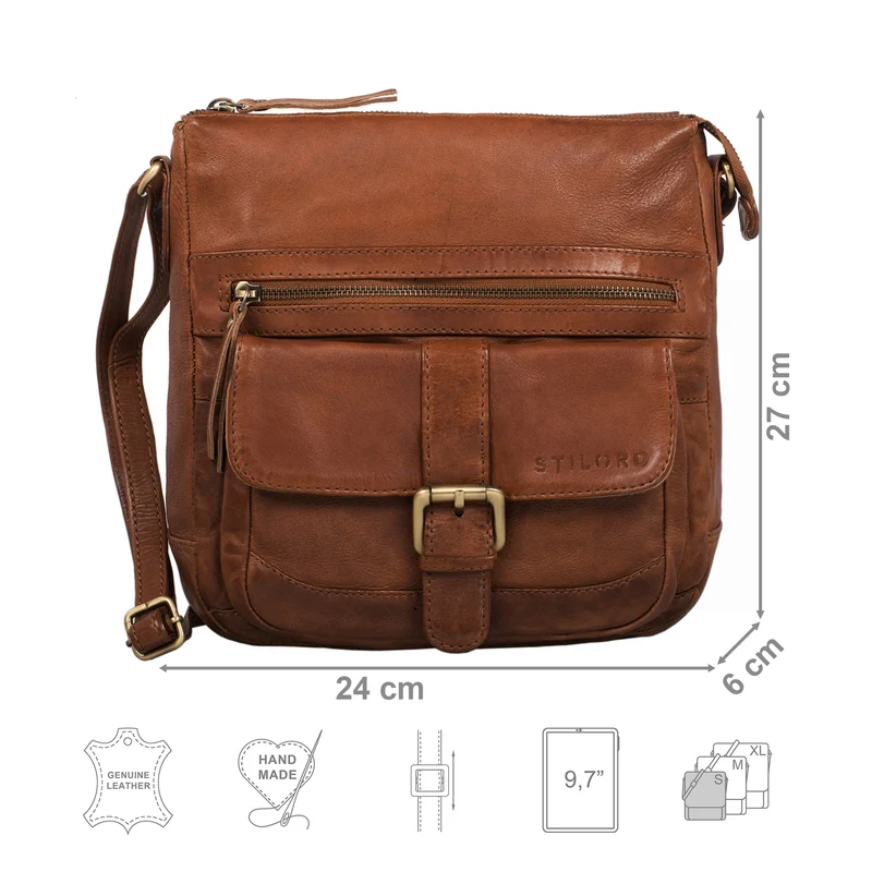 "Louise" Vintage Umhängetasche Leder Damen