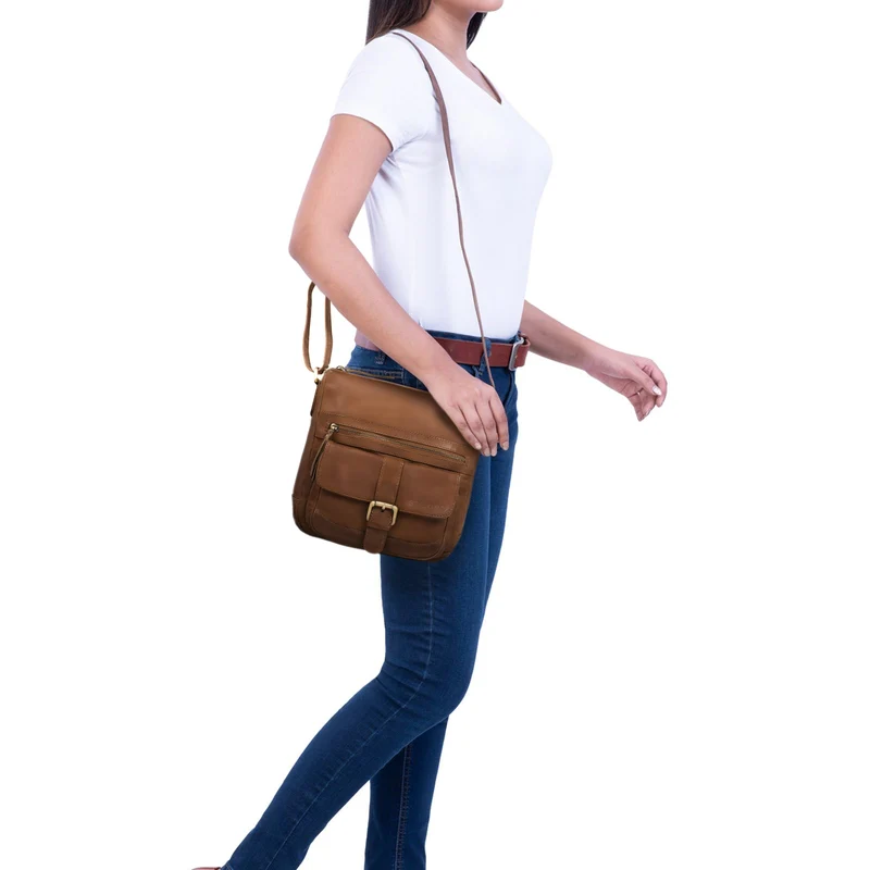 "Louise" Vintage Umhängetasche Leder Damen