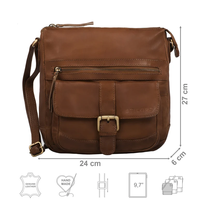 "Louise" Vintage Umhängetasche Leder Damen