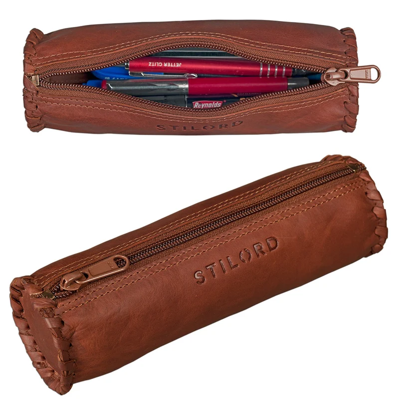 Federmappe Rolle Leder rund Etui