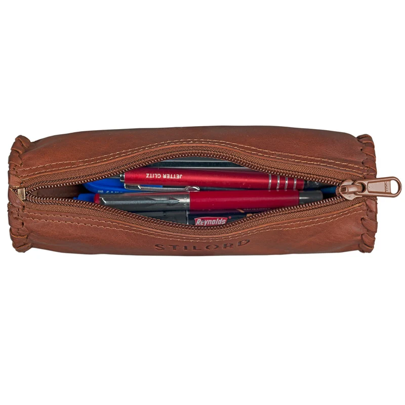 Federmappe Rolle Leder rund Etui