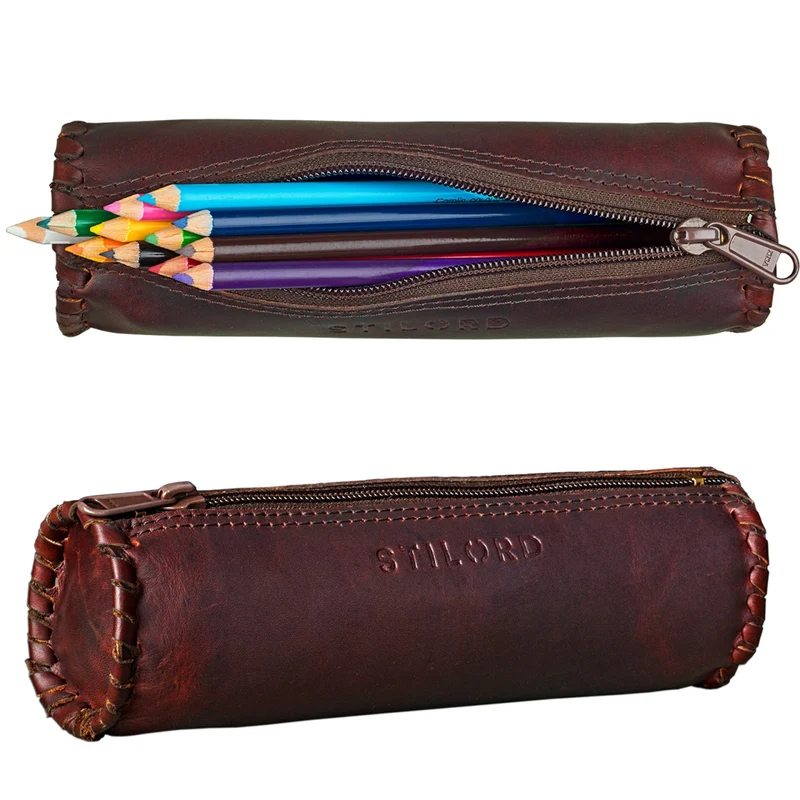 Federmappe Rolle Leder rund Etui