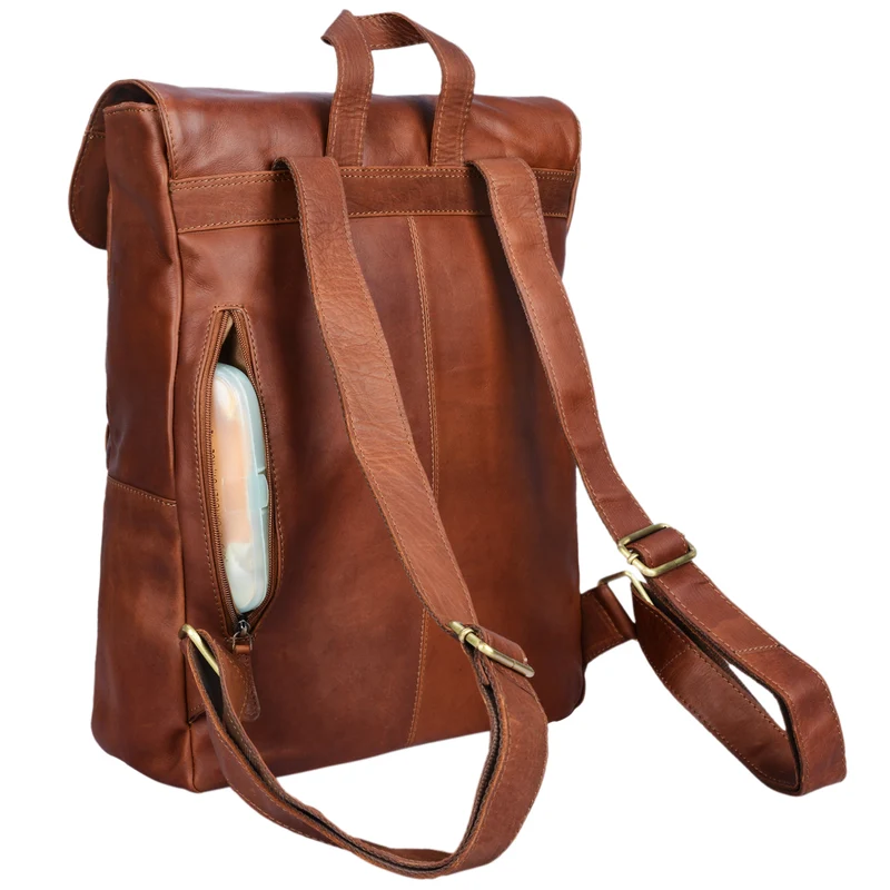 "Manila" Vintage Leder Rucksack Damen Herren mit Laptopfach 15 16"