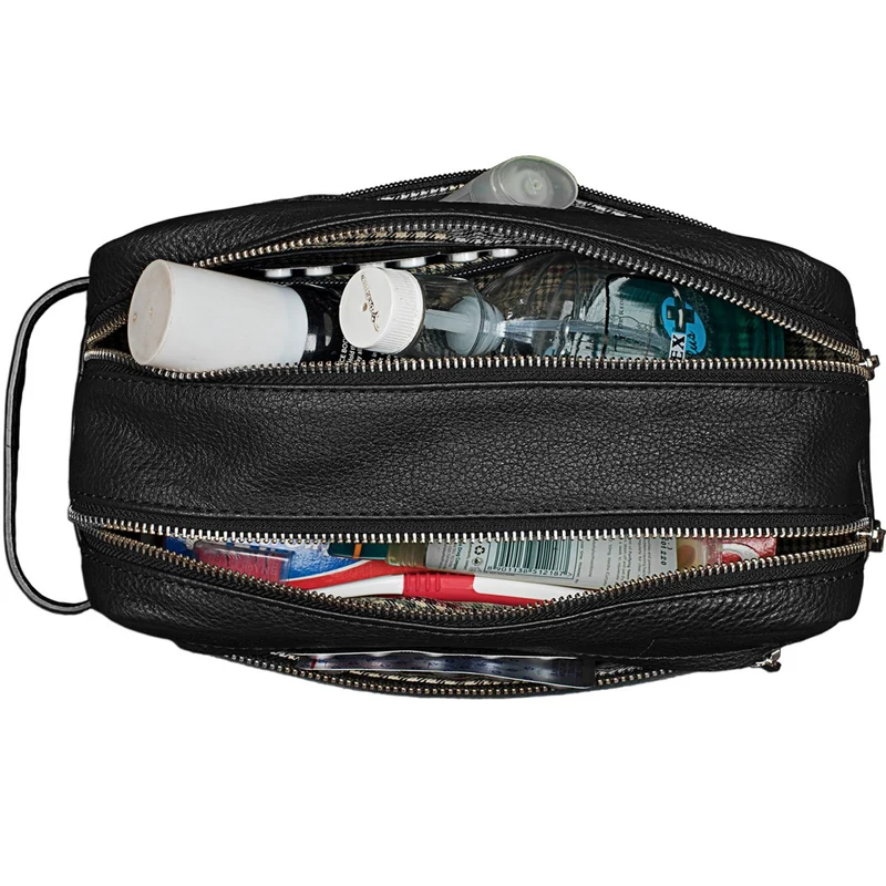 "Kurt" Kulturtasche Leder Kulturbeutel mit Henkel