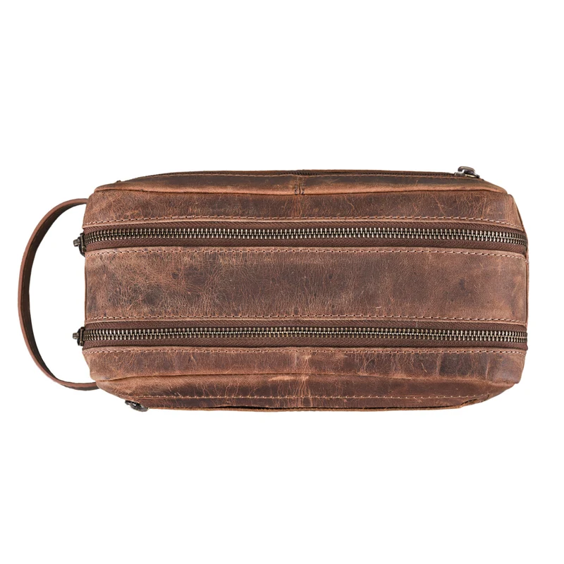 "Kurt" Kulturtasche Leder Kulturbeutel mit Henkel