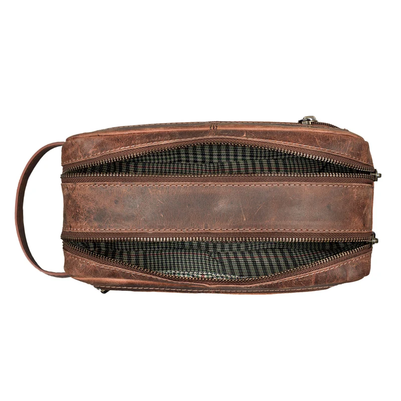 "Kurt" Kulturtasche Leder Kulturbeutel mit Henkel