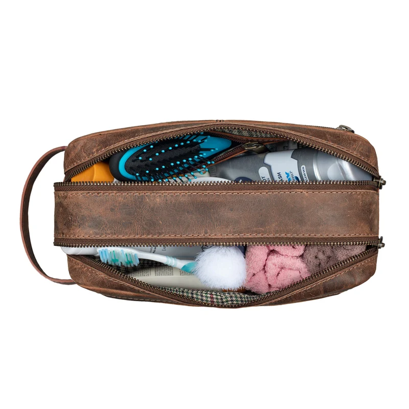 "Kurt" Kulturtasche Leder Kulturbeutel mit Henkel