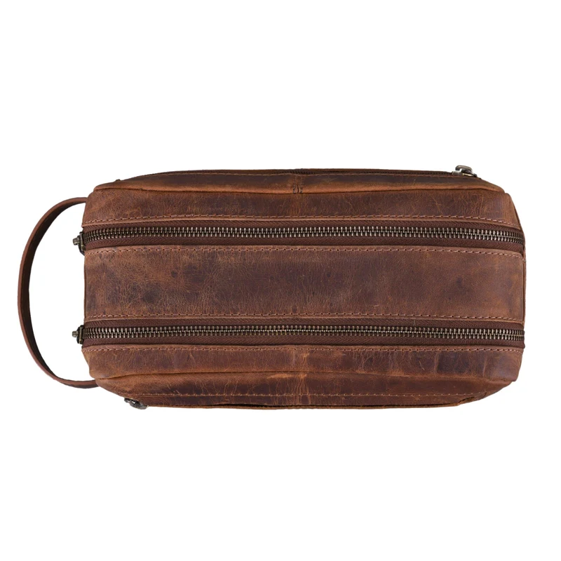 "Kurt" Kulturtasche Leder Kulturbeutel mit Henkel