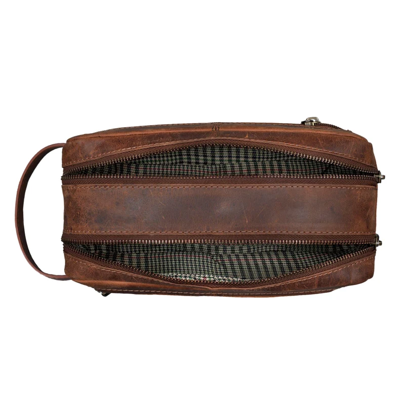 "Kurt" Kulturtasche Leder Kulturbeutel mit Henkel