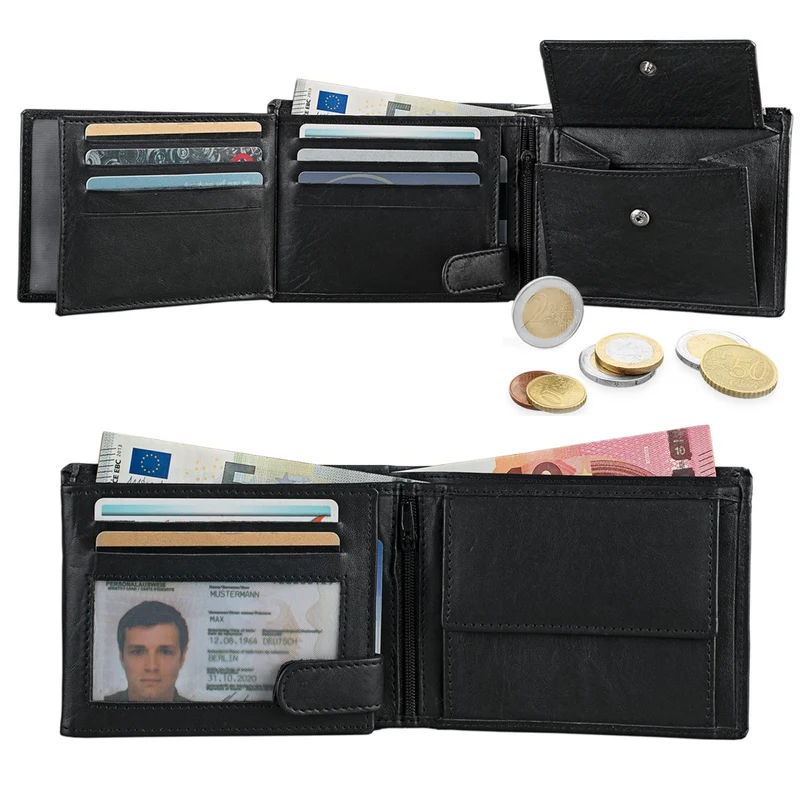 Ledergeldbörse Herren Portemonnaie 10 x EC Leder