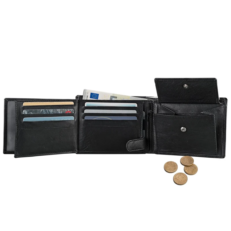 Ledergeldbörse Herren Portemonnaie 10 x EC Leder