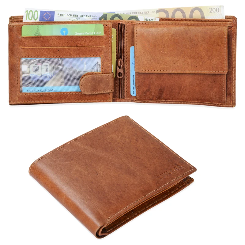 Ledergeldbörse Herren Portemonnaie 10 x EC Leder