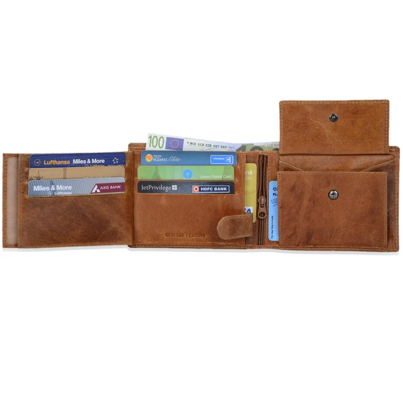 Ledergeldbörse Herren Portemonnaie 10 x EC Leder