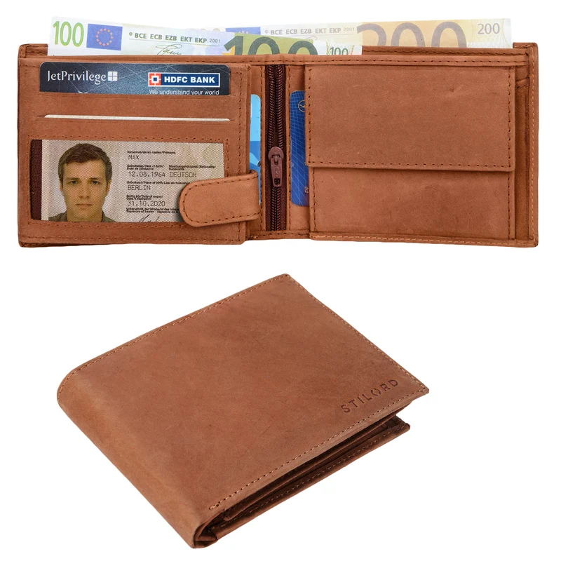 Ledergeldbörse Herren Portemonnaie 10 x EC Leder