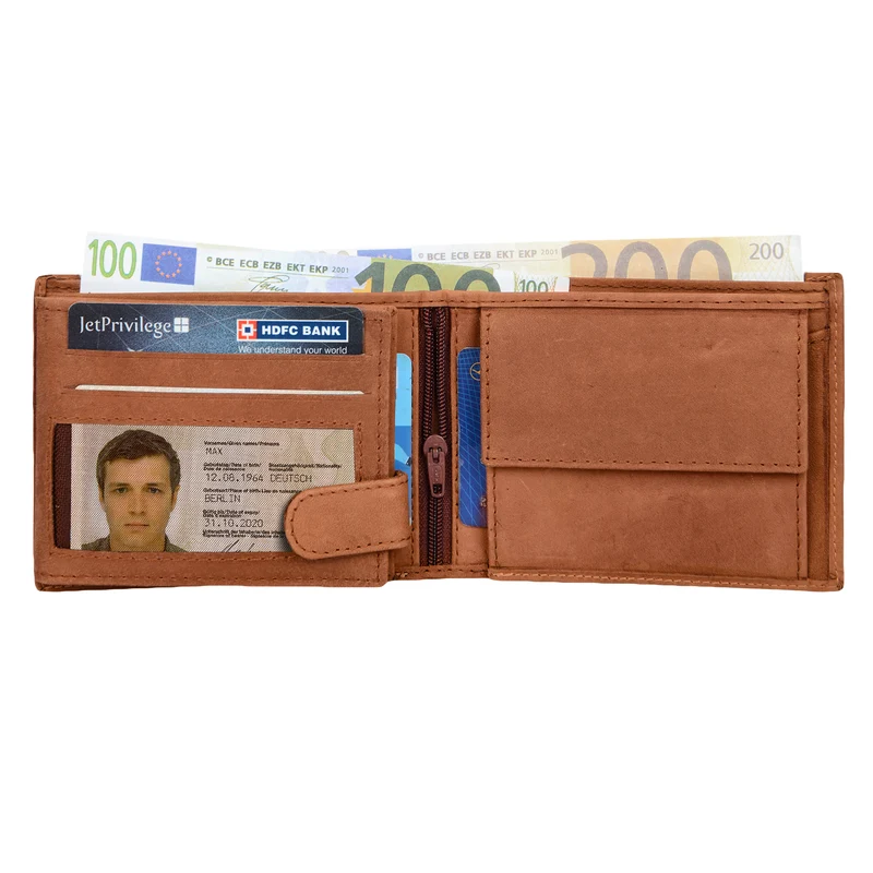 Ledergeldbörse Herren Portemonnaie 10 x EC Leder