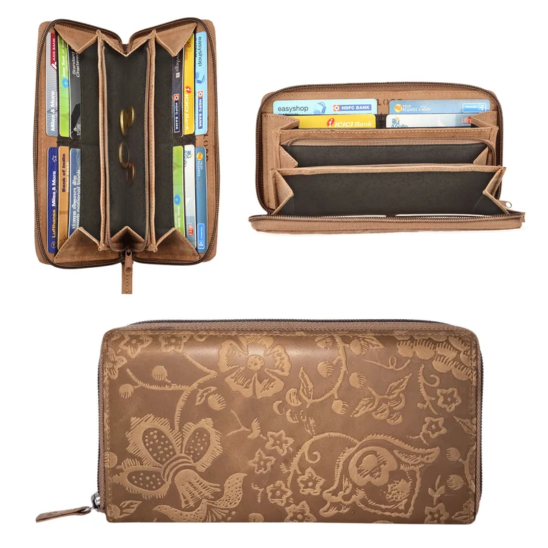 "Aurelia" Leder Geldbörse Damen Vintage