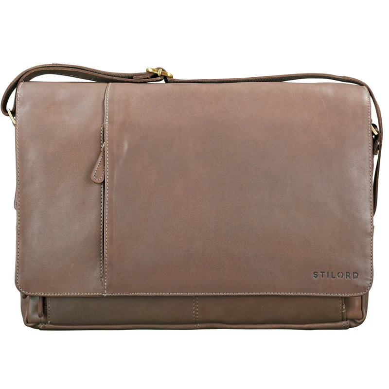 Vintage Umhängetasche Leder Damen Grau-Braun